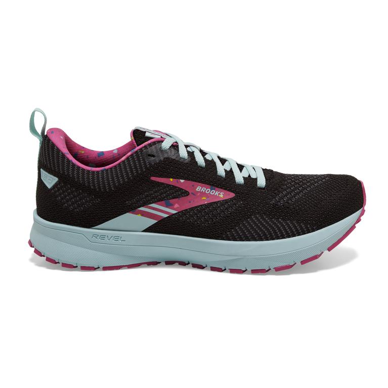 Brooks Revel 5 Performance Road Running Shoes - Women's - Black/Turquoise/IndianRed/Beetroot/Plume (